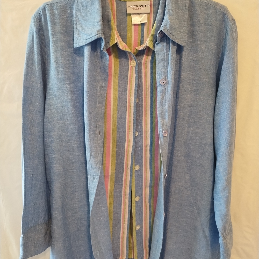 JACKLYN SMITH 2PC LINEN SHIRT & JACKET SET WOMEN'S SIZE MEDIUM